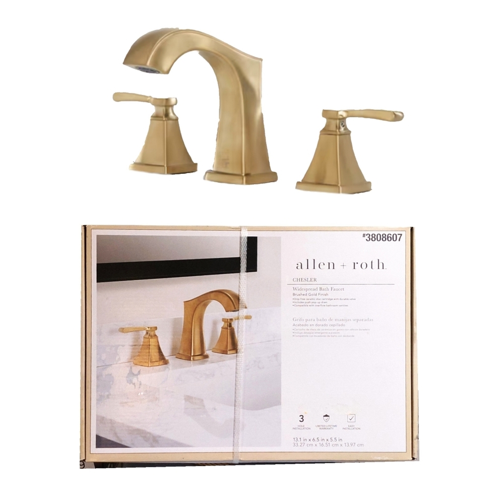 Allen + Roth Chesler Widespread Bathroom Sink Faucet/Brushed Gold NEW IN BOX